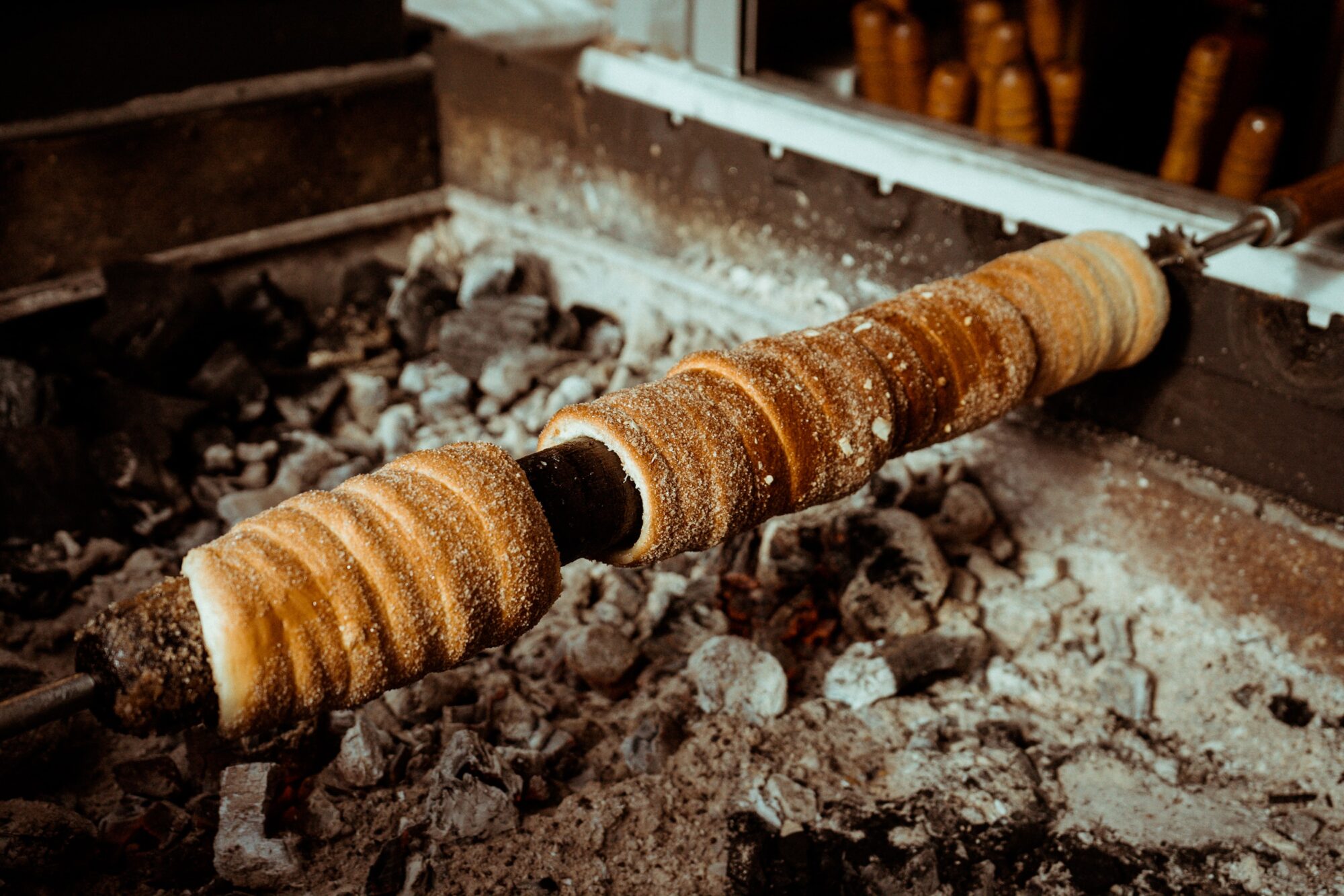 Chimney cake on a spit 