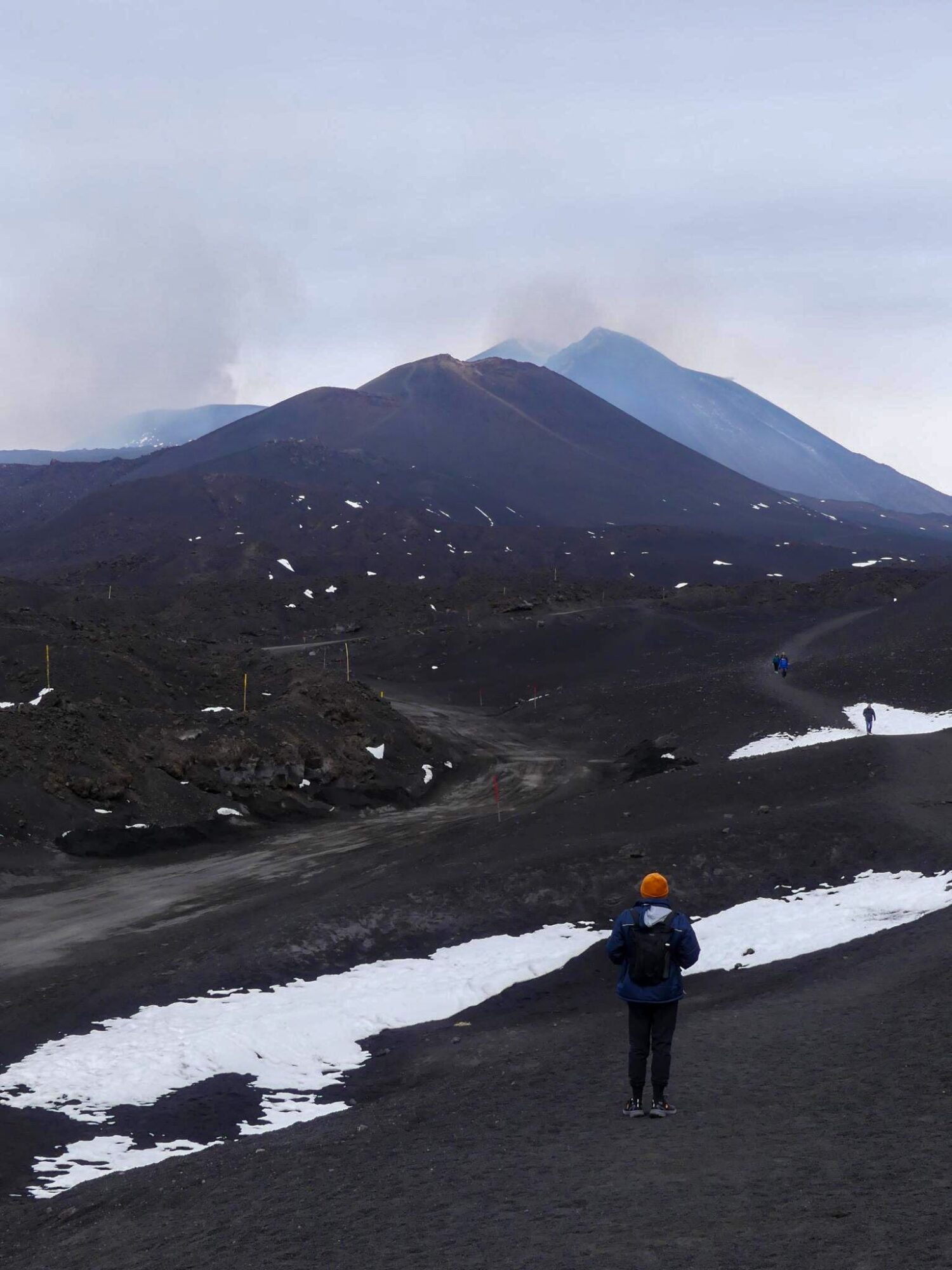 View of crater tops from a distance and clouds