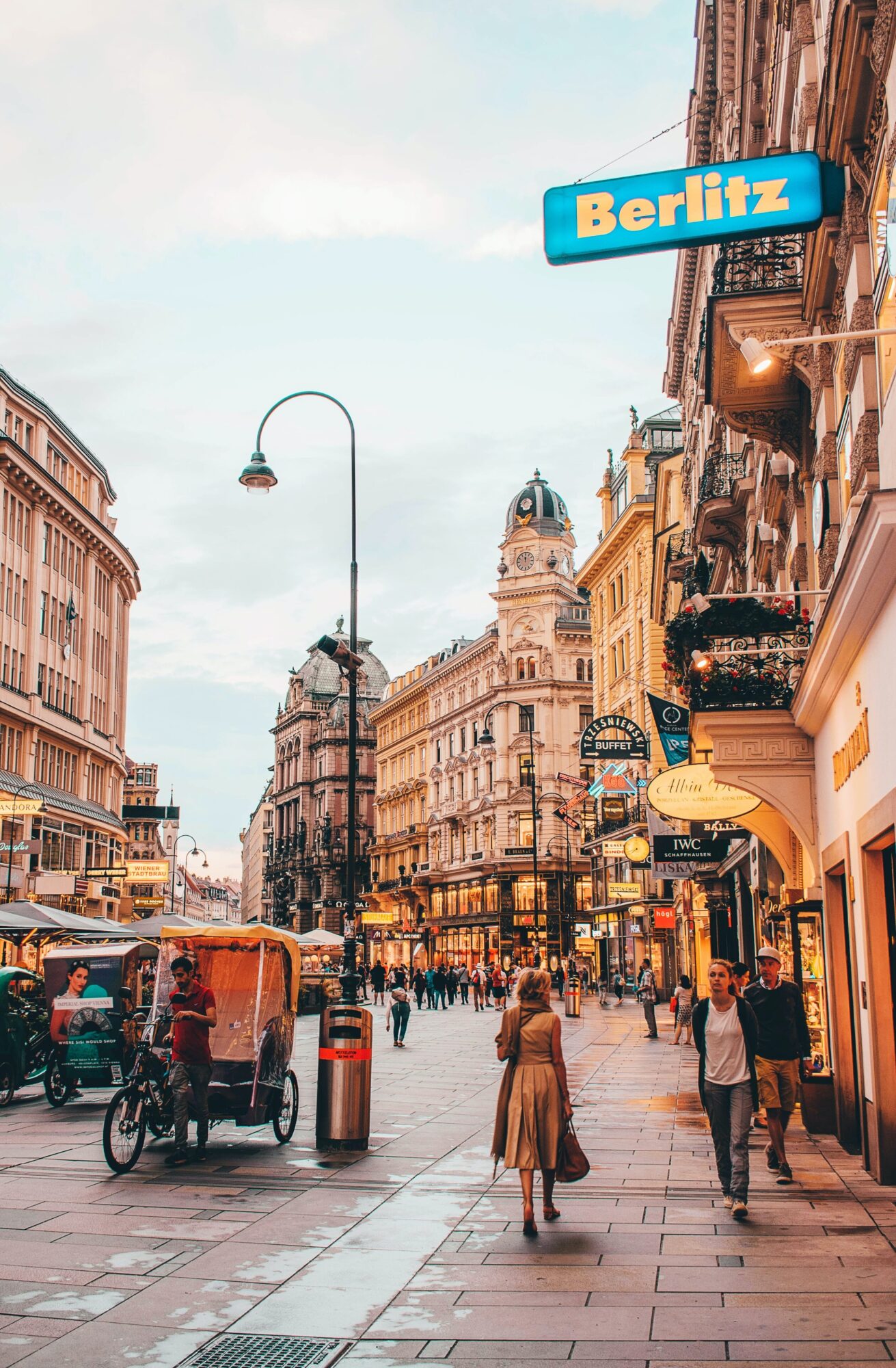 Pedestrian street with classical buildings