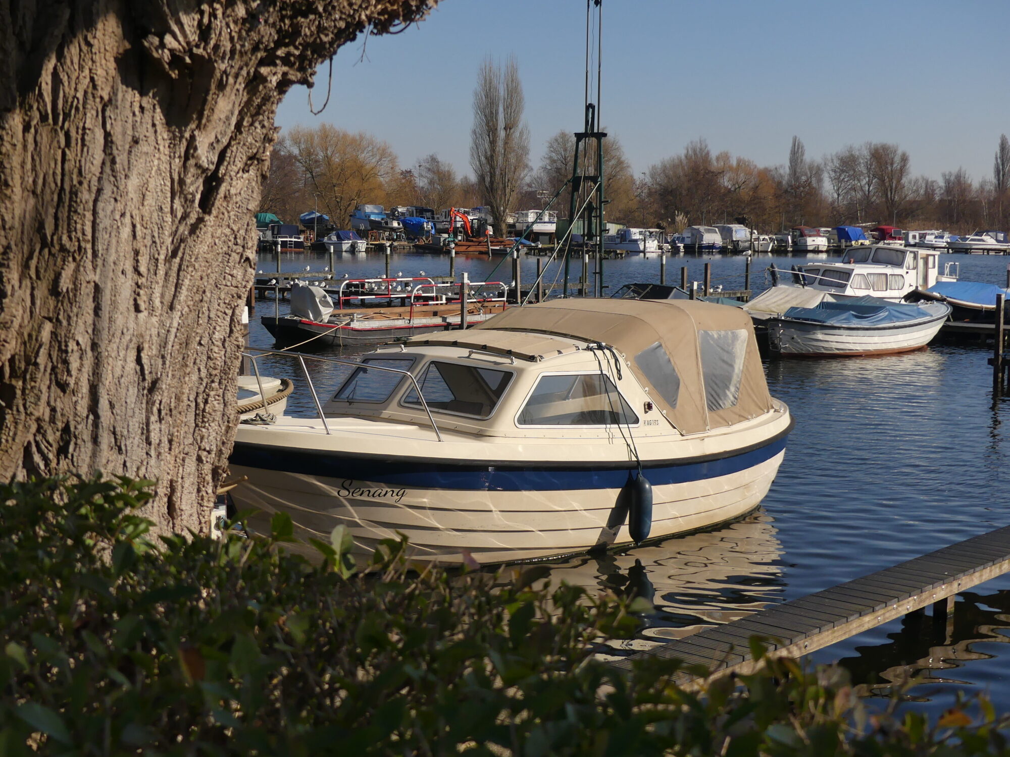 View of the harbour on one of the lakes to the north of Rotterdam with lots of small boats.